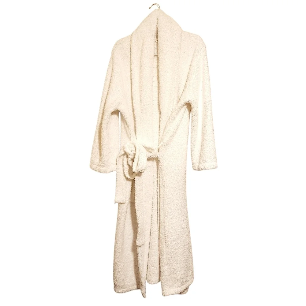 Barefoot Dreams | Women's White CozyChic® Ribbed Hooded Robe (Size 2/Medium)